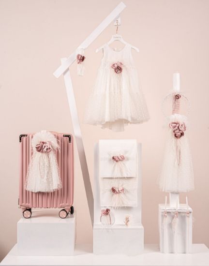 Βαπτιστικό πακέτο κορίτσι Piccolino Luna Ivory με Βαλίτσα Pink