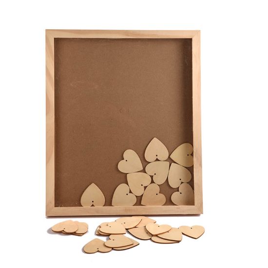 Ξύλινο κάδρο ευχών γάμου με καρδιές