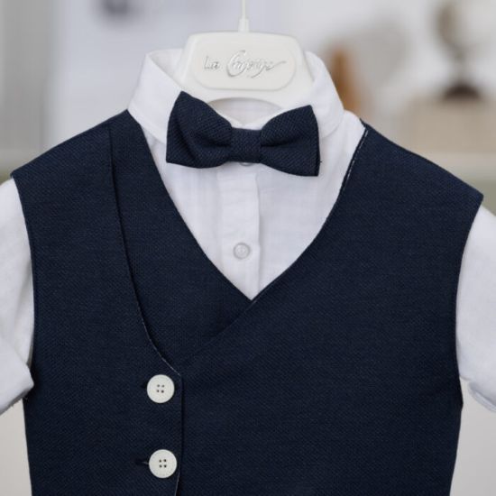 κομψό γιλέκο σε σκούρα μπλε απόχρωση με διακριτικά κουμπιά