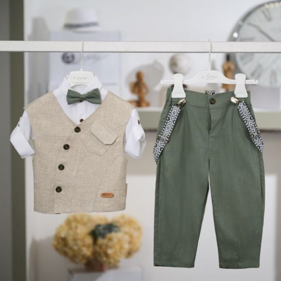 βαπτιστικό σετ για αγόρι χακί μπεζ