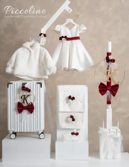 Εικόνα της Πακέτο βάπτισης για κορίτσι Piccolino PKT-CARLA-IVORY-RED-FUR-VALITSA