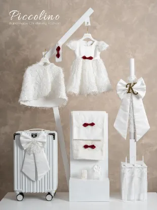 Εικόνα της Πακέτο βάπτισης για κορίτσι Piccolino PKT-LUCIA-IVORY-RED-K26-VALITSA